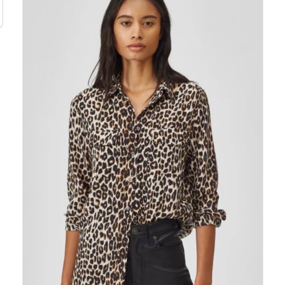 Equipment 100% silk blouse, natural leopard